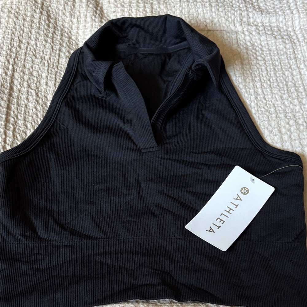 Athleta Black Ribbed Sleeveless Tank